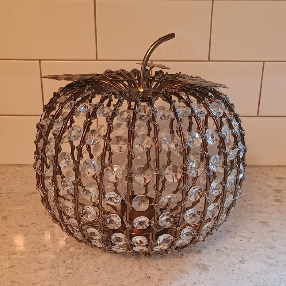 Vintage Crystal And Metal Apple Shaped Tea light Candle Holder Centerpiece